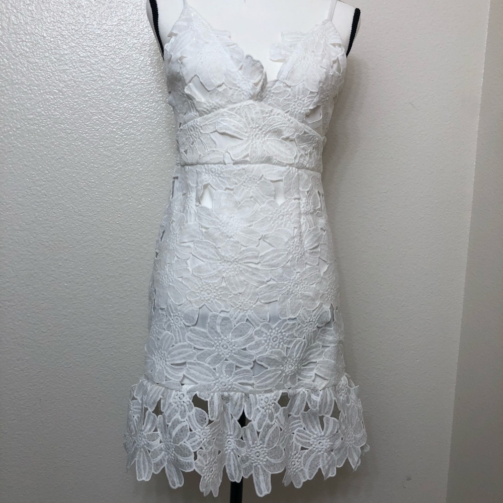 Nasty Gal  White Lace Dress Floral Lined 12
